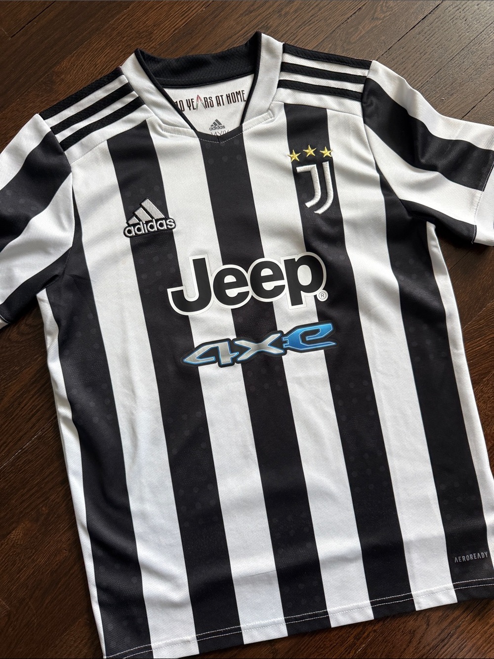 adidas Black White Juventus Kids Soccer Jersey with Jeep Logo